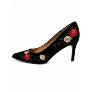 Black Floral Embroidery Heel A New Day Size 8.5 Dressy Velour Whimsigoth
